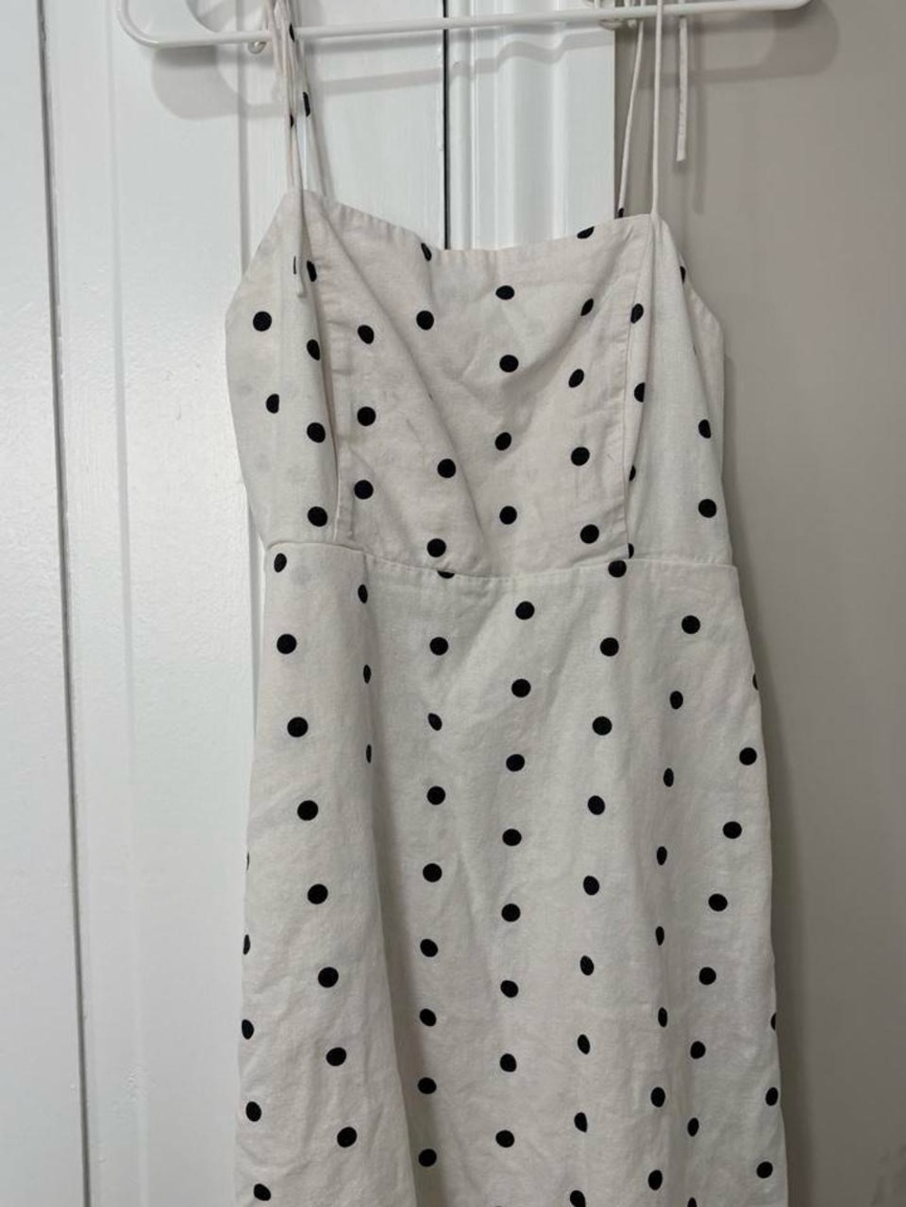 Old Navy White Mini Dress with Black Polka Dots